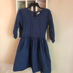 Mata Traders 3/4 Sleeve Blue Striped Dress Fair Trade